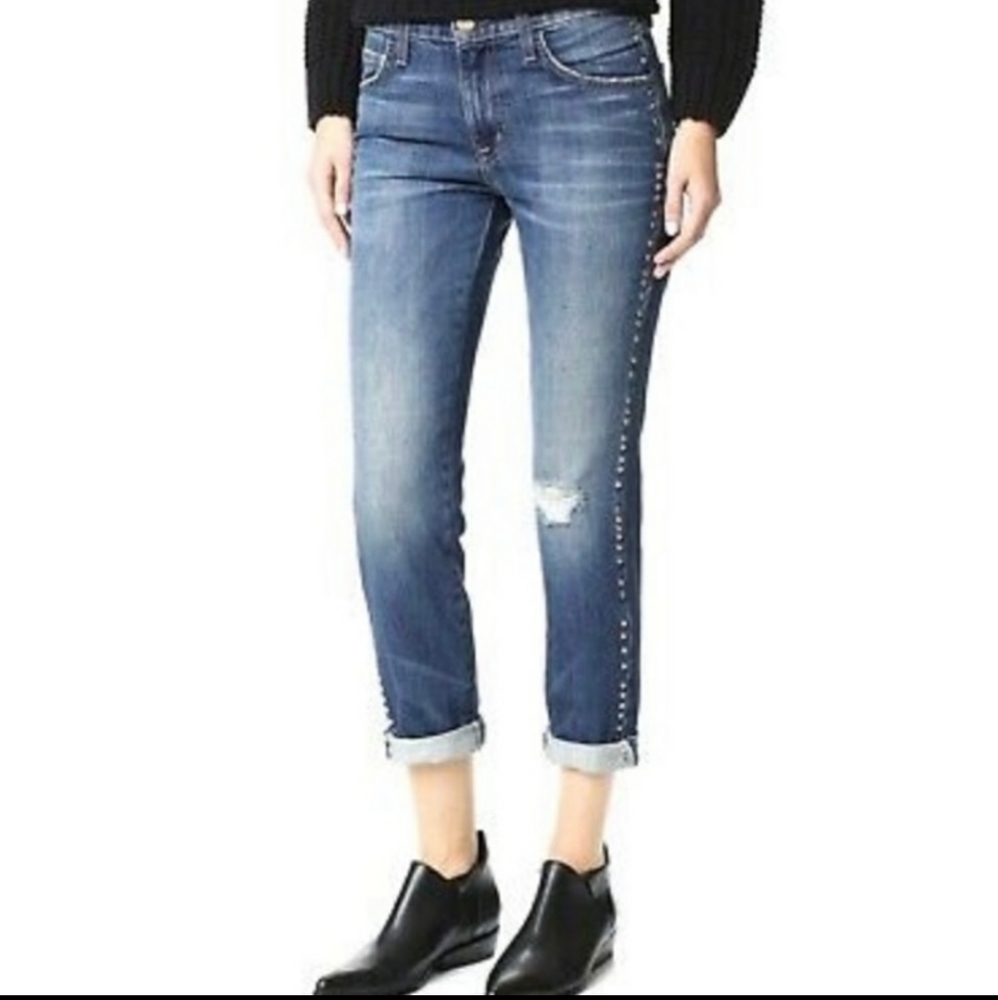 CURRENT/ELLIOT  Studded Distressed Jeans